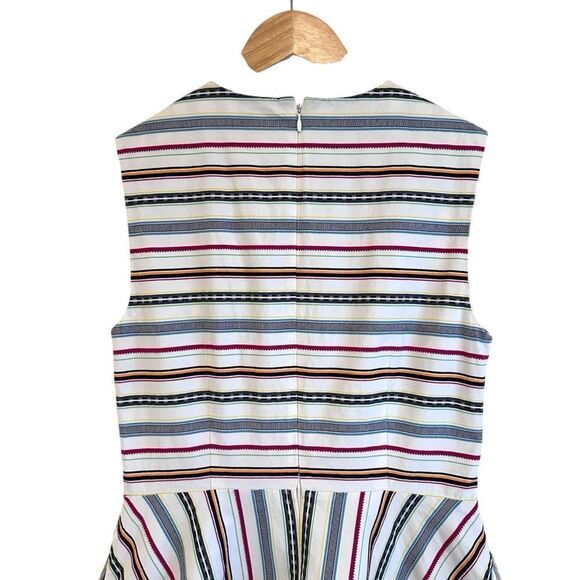 Kate Spade Saturday Cream and Multicolour Stripe Cotton Sleeveless Dress Size 4 - Picture 3 of 8